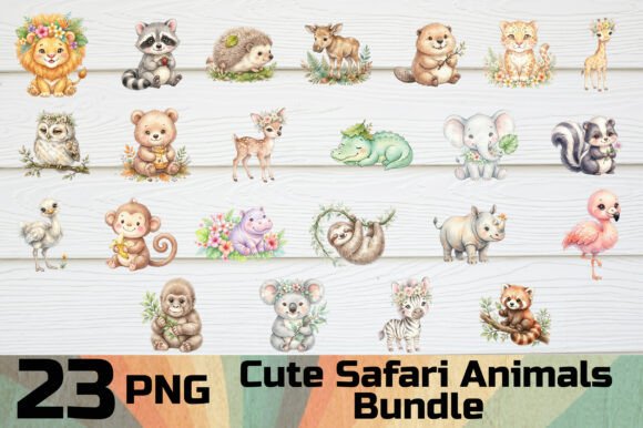Download Cute Safari Animals Clipart PNG Bundle - Safari animal Collection