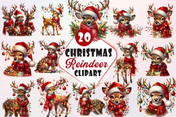 Download Funny Christmas Reindeer Clipart Bundle - Reindeer Collection