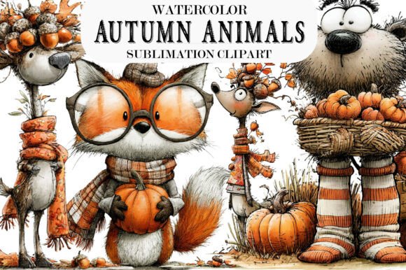 Download Quirky Autumn Animals Whimsical Clipart - Autumn animals Collection