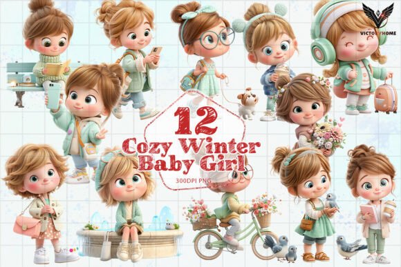 Download Pastel Cozy Winter Baby Girl Clipart PNG - Baby Collection