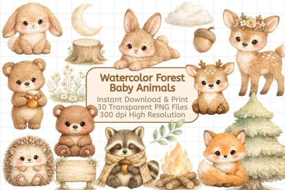 Download Watercolor Forest Baby Animals - Baby Collection