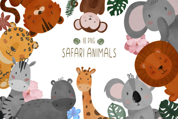 Download Watercolor Safari Animals Clipart PNG - Safari animal Collection