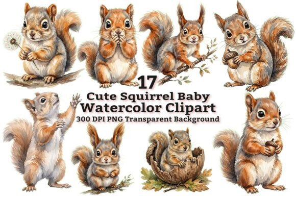 Download Cute Baby Squirrel Watercolor Clipart - Baby Collection