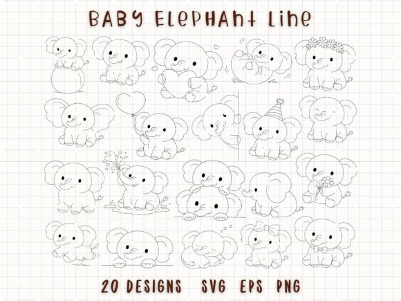Download Baby Elephant Doodle Cute Animal SVG - Baby Collection