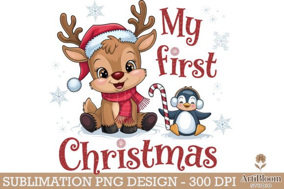Download My First Christmas Baby Reindeer Png - Baby Collection