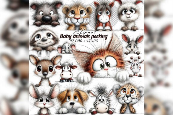Download Whimsical Baby Animals Peeking Set - Baby Collection