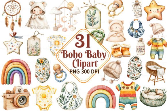 Download Boho Baby Watercolor Clipart - Baby Collection