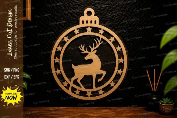 Download Reindeer Ornament Laser Cut SVG Design - Design Collection