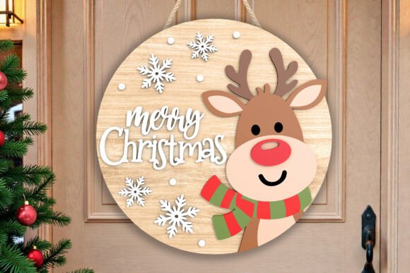 Download Christmas Reindeer Door Sign Laser Cut - Reindeer Collection