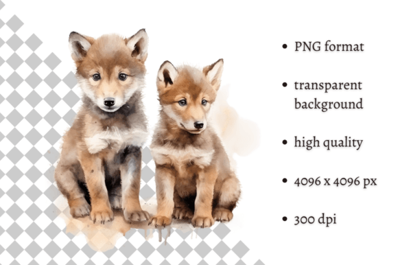 Download Watercolor Woodland Baby Wolves Clipart - Baby Collection