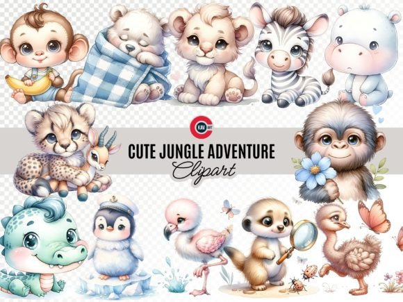 Download Cute Safari Animals Clipart Bundle - Safari animal Collection