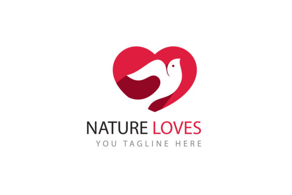 Download Nature Love Logo Design, Bird in Heart. - Design Collection
